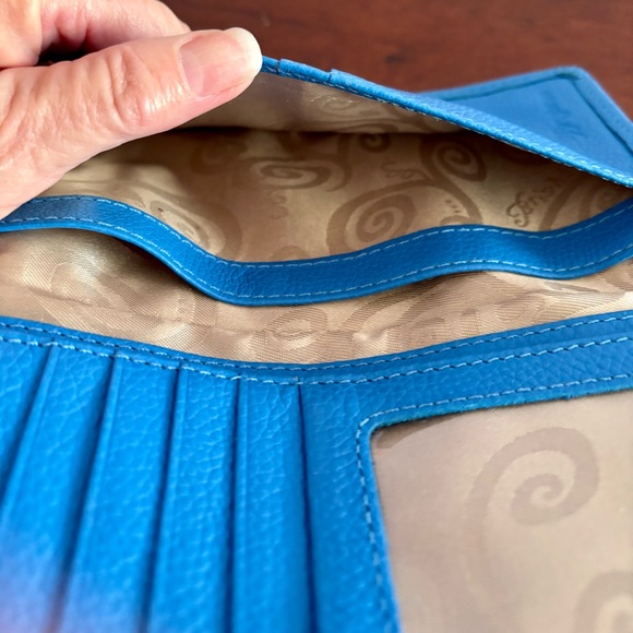 Brighton Blue Leather Wristlet | Textured Zip Pouch | Signature Lined Interior